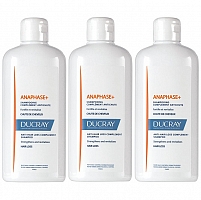 Дюкрей АНАФАЗ Шампунь стимулирующий для ослабленных, выпадающих волос НАБОР 3 упаковки по 400 мл Ducray Anaphase+ Shampooing