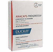 Дюкрей АНАКАПС Прогрессив Витамины для волос и кожи головы 30 капсул Ducray Anacaps Progressiv Complement Alimentaire